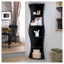 70.8" Ronni Contemporary 5 Shelf Corner Bookcase Walnut - HOMES: Inside + Out