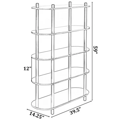 Fabulaxe 5 Tier Open Bookshelf, Contemporary Classic Modern Style Free Standing Display Rack Unit For Collections,59" Height Etagere Bookcase 7 Fabulaxe 5 Tier Open Bookshelf, Contemporary Classic Modern Style Free Standing Display Rack Unit For Collections,59" Height Etagere Bookcase - Image 5