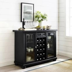 Alexandria Sliding Top Bar Cabinet Black - Crosley -Baxton Studio Store GUEST 4db6bb55 152c 4c29 90a5 c67e74187c3b