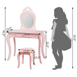 Costway Kids Vanity Set Princess Makeup Dressing Play Table Set W/Mirror -Baxton Studio Store GUEST 4df428ac 091b 4934 8aae 1cfbd08f70bb