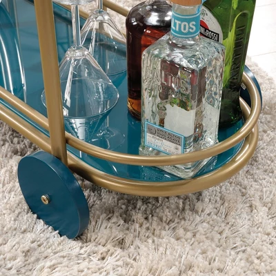 Coral Cape Bar Cart With Metal And Glass Satin Gold - Sauder 10 Coral Cape Bar Cart With Metal And Glass Satin Gold - Sauder - Image 8