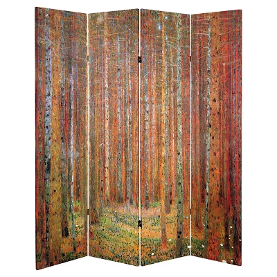 Klimt Fine Art Double Sided Room Divider Tannenwald And Farm Garden - Oriental Furniture 2 Klimt Fine Art Double Sided Room Divider Tannenwald And Farm Garden - Oriental Furniture
