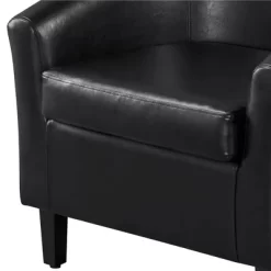 Yaheetech Faux Leather Accent Arm Chair Barrel Chair With Ottoman For Living Room Black -Baxton Studio Store GUEST 514b5d7c 464c 4df6 bb6d 2ba139debfbc