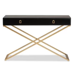Madan Wood And Metal 2 Drawer Console Table Black/Gold - Baxton Studio -Baxton Studio Store GUEST 52db4eb5 ef4e 4c67 a6e7 62797b3bc02e