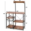Costway 4-Tier Vintage Kitchen Baker's Rack Utility Microwave Stand W/ Basket & 5 Hooks -Baxton Studio Store GUEST 53625bdf 2417 435f a69c ea8c9133e8b6