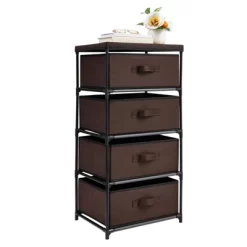 [Juvale] 4-Tier Drawer Dresser For Bedroom, Clothes Organizer, Fabric Storage Tower For Clothing, Linens, Closet, Easy Assembly (Dark Brown, -Baxton Studio Store GUEST 542f0d45 7496 4bf7 a687 813d8d7f8035
