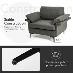 Costway Modern Linen Fabric Accent Armchair Upholstered Single Sofa W/ Metal Legs Grey 15 Costway Modern Linen Fabric Accent Armchair Upholstered Single Sofa W/ Metal Legs Grey -Baxton Studio Store GUEST 5496f12b 90cc 4b22 8fb8 16d262d60e81