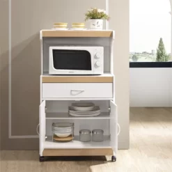 Microwave Kitchen Cart In White - Hodedah -Baxton Studio Store GUEST 54fc154b 5430 4ec2 a06f 31cf7426b59c