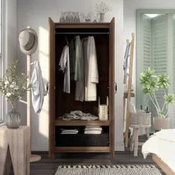 Andreasson Wardrobe Closet Distressed Walnut - HOMES: Inside + Out -Baxton Studio Store GUEST 55421d8e 0399 4bb1 9f96 54028379035a