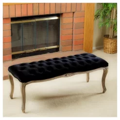 Tufted Black Velvet Bench - Black Velvet - Christopher Knight Home -Baxton Studio Store GUEST 55e44817 b987 45c4 9a49 cf88bc6ade02