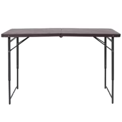Emma And Oliver 4-Foot Height Adjustable Bi-Fold Dark Gray Plastic Folding Table With Handle -Baxton Studio Store GUEST 560e7e75 21db 453c a1ee c62b62072aa8