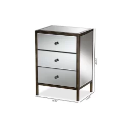 Baxton Studio Nouria Mirrored 3 Drawer Nightstand Bedside Table Silver - BaxtonStudio 11 Baxton Studio Nouria Mirrored 3 Drawer Nightstand Bedside Table Silver - BaxtonStudio -Baxton Studio Store GUEST 561c7138 835f 46cb b15c 3e441130ad8e