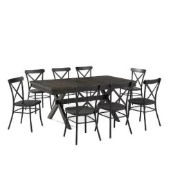 9pc Hayden Extendable Dining Set With Camille Chairs Matte Black/Slate - Crosley 19 9pc Hayden Extendable Dining Set With Camille Chairs Matte Black/Slate - Crosley -Baxton Studio Store GUEST 5693b11e 7fa1 47da 915e 388f3c299116