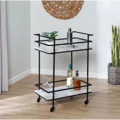 Honey-Can-Do 2 Tier Bar Cart Faux Marble -Baxton Studio Store GUEST 56a0a6ca bb5e 4352 974a 3f49cc2919d9