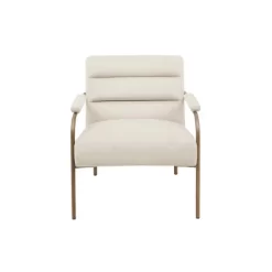 Abbot Upholstered Open Arm Metal Leg Accent Chair Beige - Madison Park