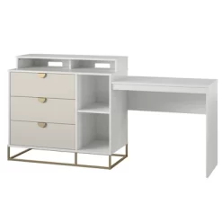 Kelly 4 In 1 Media Dresser White/Taupe - Paris Hilton X The Novogratz -Baxton Studio Store GUEST 578cf1e9 d3c0 4c7b a1f5 39aecc524c6b