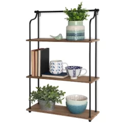 20" X 32" Walters Wood/Metal 3 Tier Shelving Brown - Kate & Laurel All Things Decor -Baxton Studio Store GUEST 57f33bc0 903f 4b14 8b85 06c4bc50e92f