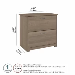 Cabot 2 Drawer File Cabinet Ash Gray - Bush Furniture -Baxton Studio Store GUEST 58812dba 267e 4901 b137 d492cb979392
