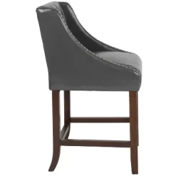 Flash Furniture Carmel Series 24" High Transitional Tufted Walnut Counter Height Stool With Accent Nail Trim -Baxton Studio Store GUEST 5883e0c1 b466 44d8 bbdc b9ed46f726a6