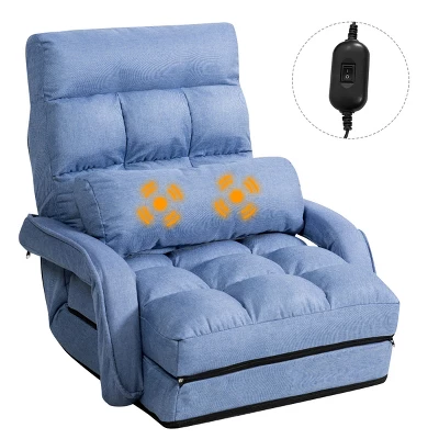 Costway Folding Floor Single Sofa Massage Recliner Chair W/ A Pillow 5 Adjustable Backrest Position Leisure Lounge Couch BlueRedWhite 9 Costway Folding Floor Single Sofa Massage Recliner Chair W/ A Pillow 5 Adjustable Backrest Position Leisure Lounge Couch BlueRedWhite - Image 7