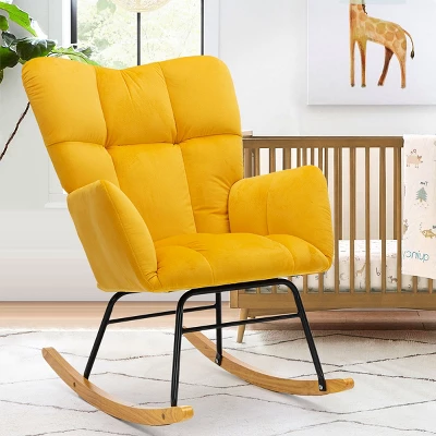 Epping Nursery Rocking Chair,Velvet Upholstered Glider Rocker Rocking Accent Chair,Wingback Rocking Chairs-Maison Boucle 15 Epping Nursery Rocking Chair,Velvet Upholstered Glider Rocker Rocking Accent Chair,Wingback Rocking Chairs-Maison Boucle - Image 13