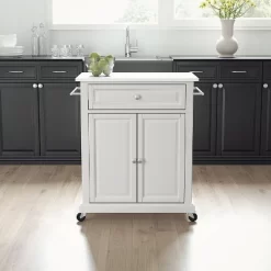 Compact Stone Top Kitchen Cart White - Crosley