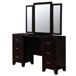 3pc Scrugham Contemporary 6 Drawer Vanity With Barstool Espresso - MiBasics -Baxton Studio Store GUEST 59019dd3 0bde 42a5 a8bd bbc0b4aa85d3