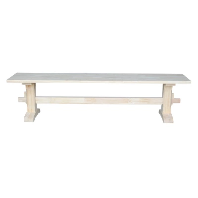 72" Trestle Bench Unfinished - International Concepts 3 72" Trestle Bench Unfinished - International Concepts