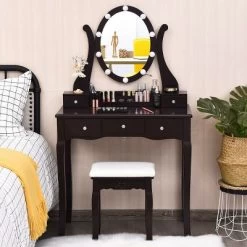 Costway Vanity Table Set W/10 Light Bulbs And Touch Switch Makeup Dressing Table -Baxton Studio Store GUEST 5a1c3e44 3cf7 4b33 98e7 ca248a30ecb0