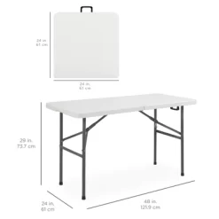 Best Choice Products 4ft Plastic Folding Table, Indoor Outdoor Heavy Duty Portable W/ Handle, Lock For Picnic - White -Baxton Studio Store GUEST 5a3f6e6d ee95 4a51 b4ce cc10d96c02a4