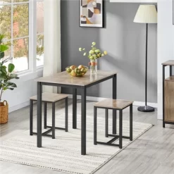 Yaheetech Industrial 3-Piece Space Saving Dining Table Set, For Kitchen, Dining Room