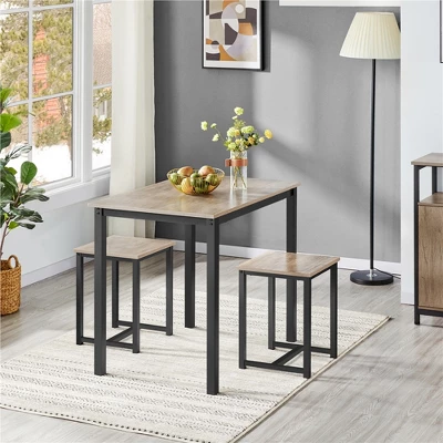 Yaheetech Industrial 3-Piece Space Saving Dining Table Set, For Kitchen, Dining Room 3 Yaheetech Industrial 3-Piece Space Saving Dining Table Set, For Kitchen, Dining Room