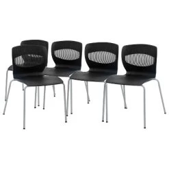 Flash Furniture HERCULES Series Set Of 5 Commercial Grade 770 Lb. Capacity Ergonomic Stack Chair With Lumbar Support And Steel Frame -Baxton Studio Store GUEST 5c14e499 7301 4273 8da1 9e7f18d59a15
