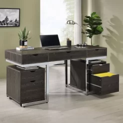 Noorvik 7 Drawer Writing Desk Set With 2 File Cabinets Dark Oak - Coaster 17 Noorvik 7 Drawer Writing Desk Set With 2 File Cabinets Dark Oak - Coaster -Baxton Studio Store GUEST 5c6fe4ec f94f 4db6 9ef8 5a5afd566465
