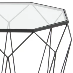 Metal And Glass Octagonal Side Table Dark Gray - Olivia & May -Baxton Studio Store GUEST 5c9b9e80 9c03 4464 8de1 5fcd55e22bdd