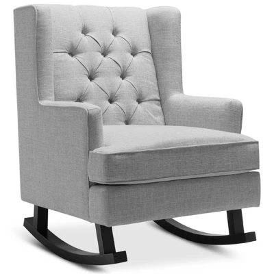 Best Choice Products Rocking Accent Chair, Tufted Upholstered Wingback For Home, Nursery W/ Wood Frame 11 Best Choice Products Rocking Accent Chair, Tufted Upholstered Wingback For Home, Nursery W/ Wood Frame - Image 9