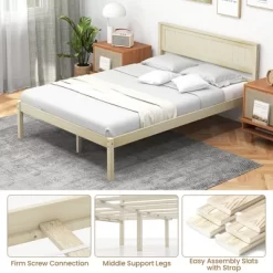 Costway Full/Queen/Twin Size Wooden Platform Bed Frame With Headboard Mattress Foundation Natural -Baxton Studio Store GUEST 5dc4ab24 1669 4b96 85f3 5f7444249e6b