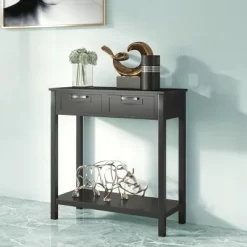 Costway Accent Console Table Entryway Sofa Foyer Table Storage Shelf W/2 Drawers -Baxton Studio Store GUEST 5e2f2fff c121 4d19 9566 8c8af8173889