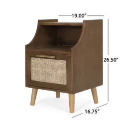 Boyes Contemporary End Table With Hutch Walnut/Natural/Antique Gold - Christopher Knight Home -Baxton Studio Store GUEST 5eb048bf 25bf 4114 883e db96ef9506e7