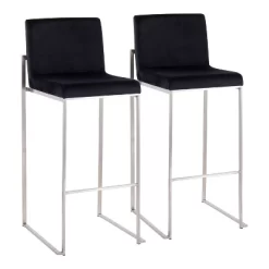 Set Of 2 Fuji High Back Stainless Steel/Velvet Barstools - LumiSource -Baxton Studio Store GUEST 5fdcdef5 b770 4a2f ac90 73cdd49ffd4d