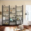 Costway Triple Wide 5-tier Bookcase Large Bookshelf Display Storage Shelf Vintage Black -Baxton Studio Store GUEST 6099542f 5e66 4325 97ec 0638de3dd83c