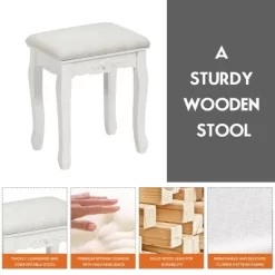 Costway Vanity Wood Makeup Dressing Table Stool 4 Drawers Black/White -Baxton Studio Store GUEST 610075fb 4bfb 46ef 8182 7ea988232087