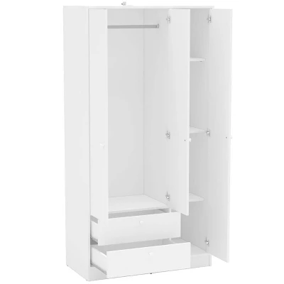 Denmark 3 Door And 2 Drawer Wardrobe White - Polifurniture 3 Denmark 3 Door And 2 Drawer Wardrobe White - Polifurniture