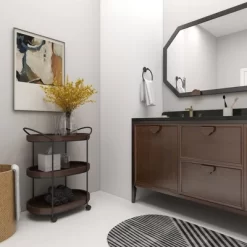 Wood 3 Tier Oval Tray Cart Brown - Olivia & May -Baxton Studio Store GUEST 61f64e5f 3134 41a0 b4ef d041828879d4