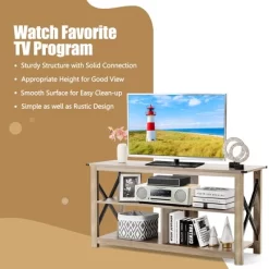 Costway Modern TV Stand For TV's Up To 55" W/ 3-Tier Open Shelves -Baxton Studio Store GUEST 62e5b822 f8a1 45d5 99c6 9f96881df60a