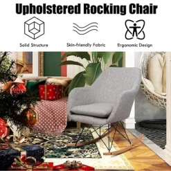 Costway Rocking Chair Fabric Rocker Upholstered Single Sofa Chair Accent Armchair Grey 14 Costway Rocking Chair Fabric Rocker Upholstered Single Sofa Chair Accent Armchair Grey -Baxton Studio Store GUEST 62fc5972 3ff6 4cb0 afad 547506c45687
