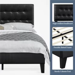 Yaheetech Upholstered Bed Frame With Button-Tufted Headboard -Baxton Studio Store GUEST 64368027 5ced 4af2 a3bc 153a3d11c007