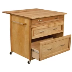 Wood 3 Drawer Kitchen Cart In Natural Birch Brown - Catskill Craftsmen -Baxton Studio Store GUEST 6448f6f4 4d71 40b9 b242 b33d640cf424