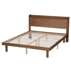 Decker Wood Platform Bed With Charging Station Walnut Brown - Baxton Studio -Baxton Studio Store GUEST 64715b2f 83a8 4cdd aa75 a36156f9e7bb