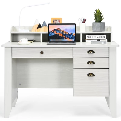 Costway Computer Desk PC Laptop Writing Table Workstation Student Study Furniture White 11 Costway Computer Desk PC Laptop Writing Table Workstation Student Study Furniture White - Image 9